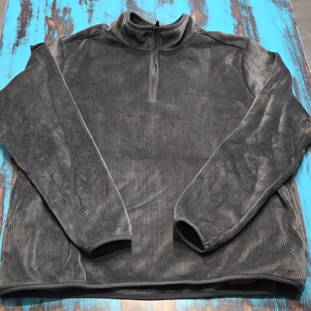 Spyder Men's Charcoal Quarter Zip-Up Velour Sweater